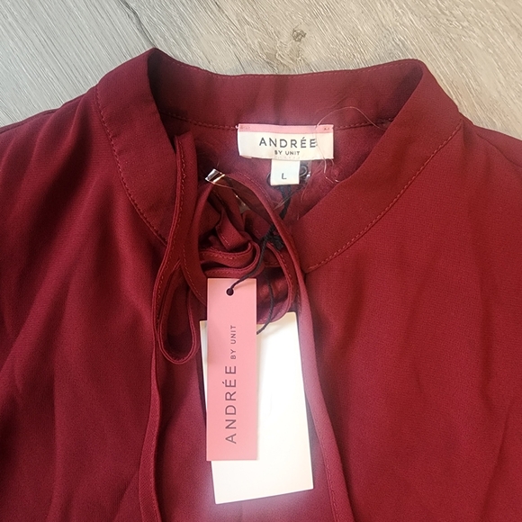 Womens Andree Burgundy Peasant Bell Sleeves Bohemian Dress Size Large - Picture 3 of 5